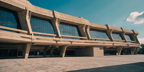 Fototapeta premium brutalist hospital building, created by generative ai