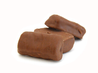 Big chocolate candy on a white background