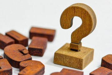 A wooden block with a question mark symbol