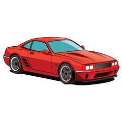 Fototapeta premium coupe red car isolated on white