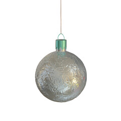 3D silver Christmas ball isolated on transparent background