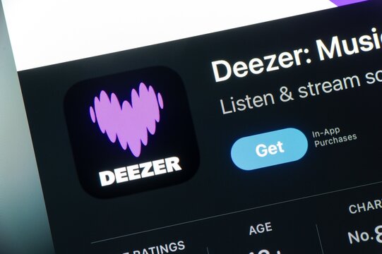 App store with Deezer music streaming mobile application on iOS smartphone