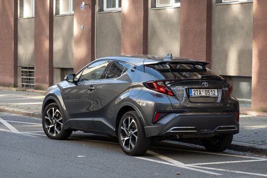 Dark grey Toyota C-HR crossover with alloy wheels