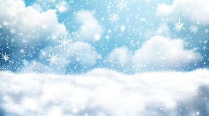 Naklejka premium Falling snowflakes on a winter day with no people in sight