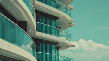 Fototapeta premium glass balconies on a modern apartment complex
