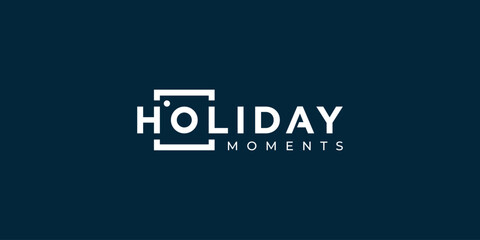 Simple Text Holiday and Camera Logo with Minimalist Style. 