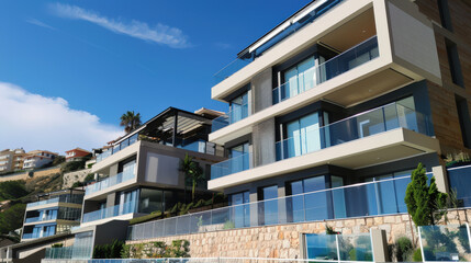 Obraz premium glass balconies on a modern apartment complex