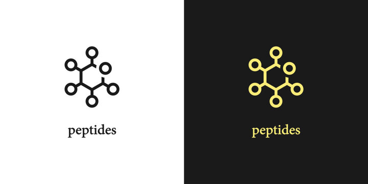 Peptides, eco cosmetics icon. Peptides stamp, badge or sticker. Organic skin care component. Vector