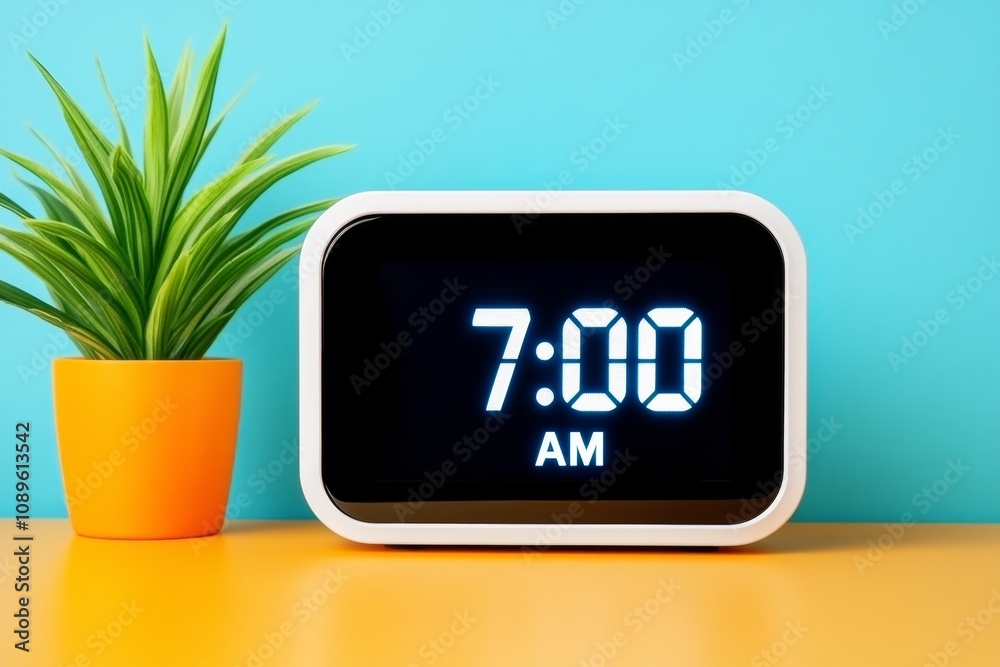 Poster clock alarm in a modern digital design, showing the time 