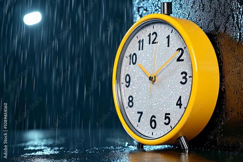 Aufkleber clock alarm with a digital screen showing weather updates alongside the time