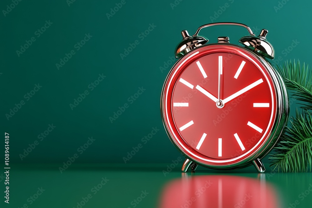 Poster Clock alarm with a simple rectangular screen glowing faintly in a dark, empty space