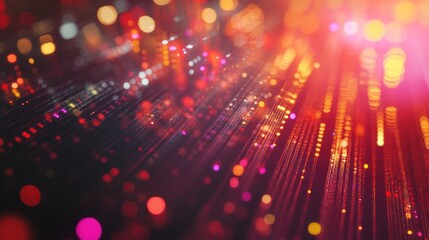 Obraz premium Abstract visual of colorful light particles and beams.