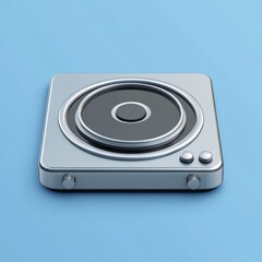 Fototapeta premium Modern Stainless Steel Cooktop on a Vibrant Blue Background
