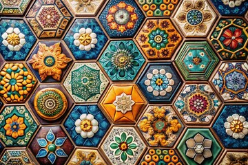 Intriguing tilt-shift effect on hexagonal tiles for a unique interior design.