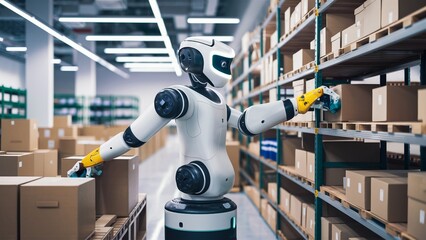 Robot Managing Inventory in a Modern Warehouse