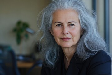 Fototapeta premium A detailed view of a mature individual with grey hair