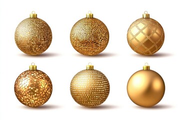Fototapeta premium Six golden ornaments on a white background