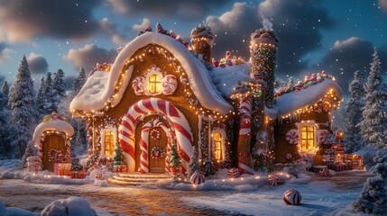 Enchanting Gingerbread House In A Winter Wonderland