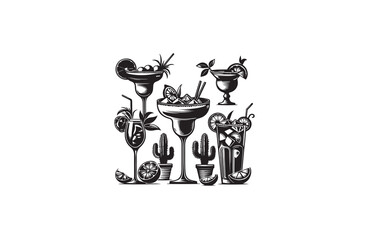 magrita silhouette vector outline art illustration logo design