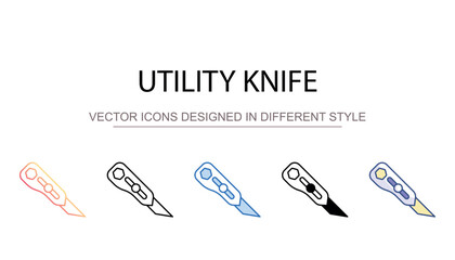 Utility Knife icon design with white background stock illustration