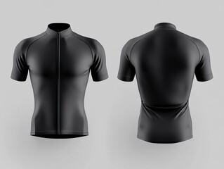 black Cycling jersey template mockup with front and back view. 