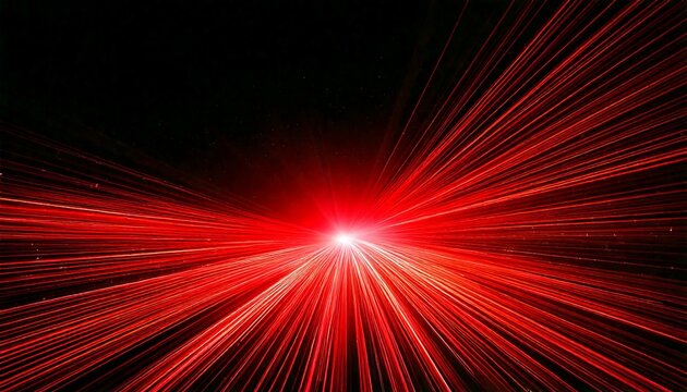 A red light is shining brightly in the dark. The light is so bright that it is almost blinding