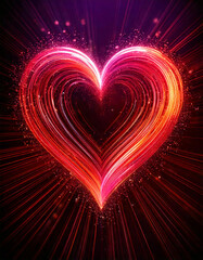vibrant heart shape glowing with red and pink light, radiating energy and warmth. Perfect for expressing love and affection.  Sale promotion advertising for happy newyear, valentine