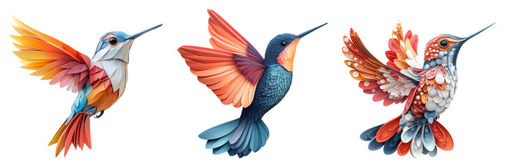 Obraz premium Colorful Hummingbirds in Artistic Style