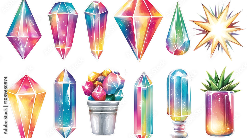 Aufkleber vibrant crystal art collection creative studio digital illustrations colorful environment artistic v
