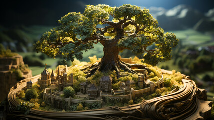 Obraz premium A fantasy tree growing out of the ground