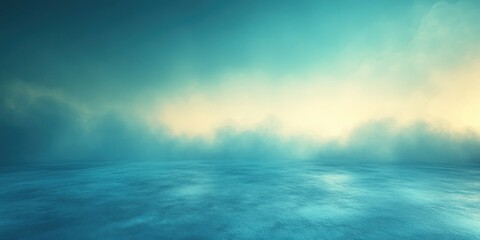 Fototapeta premium Serene Teal Sky Over Calm Ocean Surface