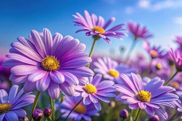 Obraz premium Purple marguerite field, a morning's gentle bliss.