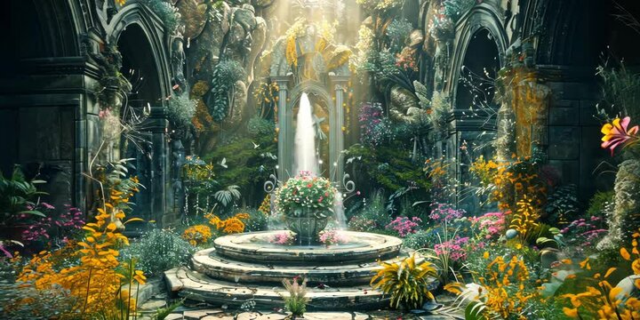 Heavenly sanctuary adorned with celestial gardens and radiant celestial beings, 4K Video