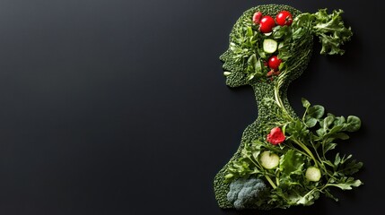 Obraz premium Leafy silhouette with vegetables portrait design art