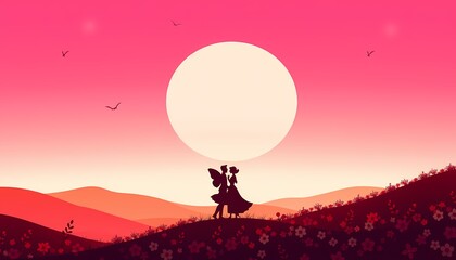Silhouette Couple Dancing at Sunset