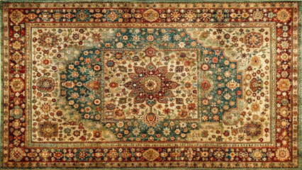 Texture old of traditional Persian carpet . Oriental rug with intricate pattern