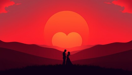 Romantic Couple Silhouette at Sunset