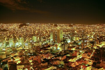 ボリビア　ラパスの夜景