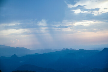 Breathtaking sunset over mountain range nature landscape photography serene environment panoramic view tranquility and beauty