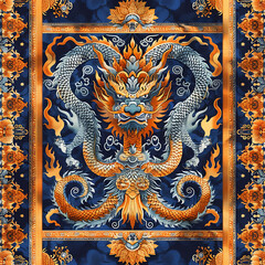 Colorful Dragon Artwork on Decorative Background