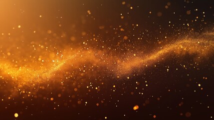 Fototapeta premium A shimmering golden background with sparkling particles and a wave-like design.