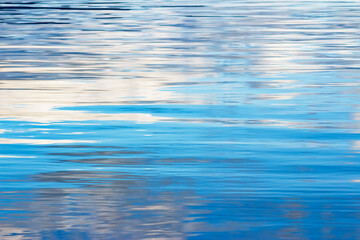 Reflections of Clouds in Ripples of Blue, Silver & White Ripples of Lake Water-Calming, Calm, Peaceful, Serene, Spa-like Feeling