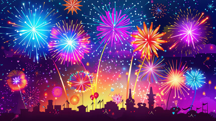 Obraz premium fireworks over the city