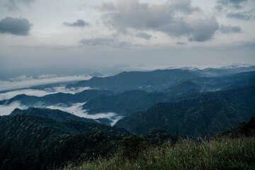 Naklejka premium Breathtaking mountain view lush landscape photography serene environment wide angle nature's beauty