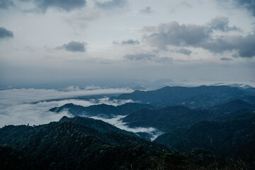 Misty mountain landscape scenic viewpoint nature photography serene environment early morning tranquility and beauty