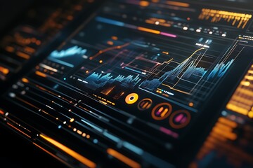 Obraz premium Corporate data visualization on tablet screen