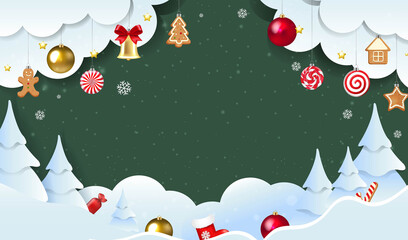 Christmas Fir Tree Border And White Podium