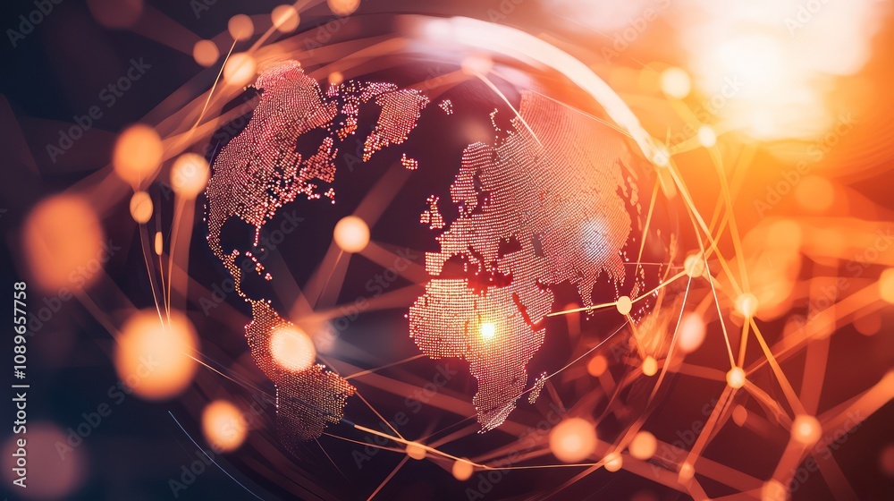 Canvas Prints digital globe showcasing global network connections, futuristic design