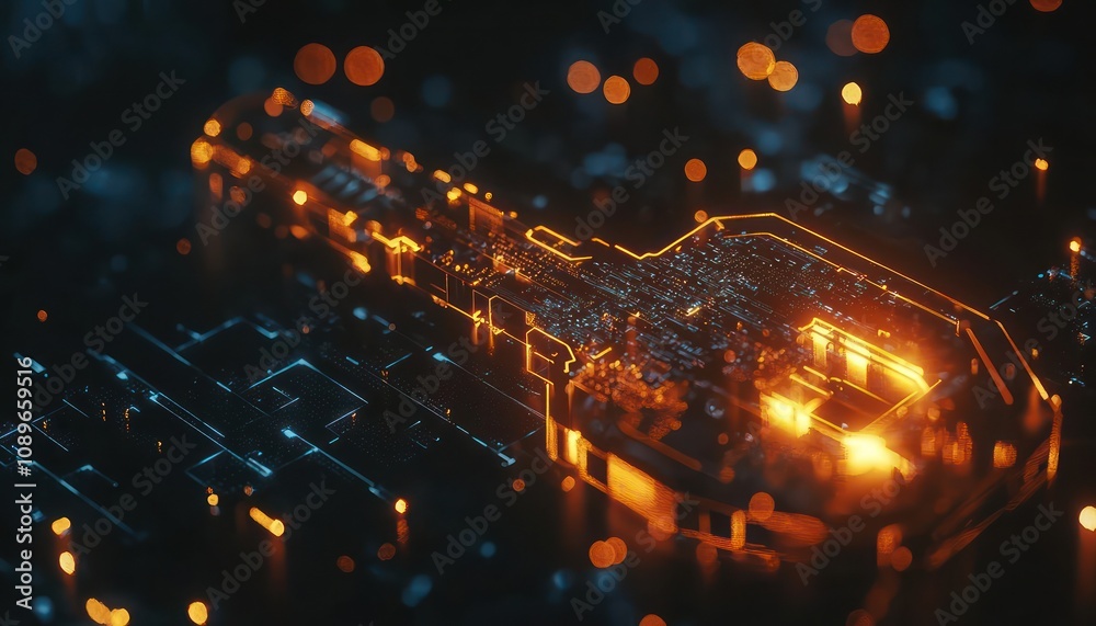 Wall mural digital key symbolizing cyber security and data protection.