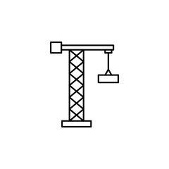 Construction crane thin line vector icon